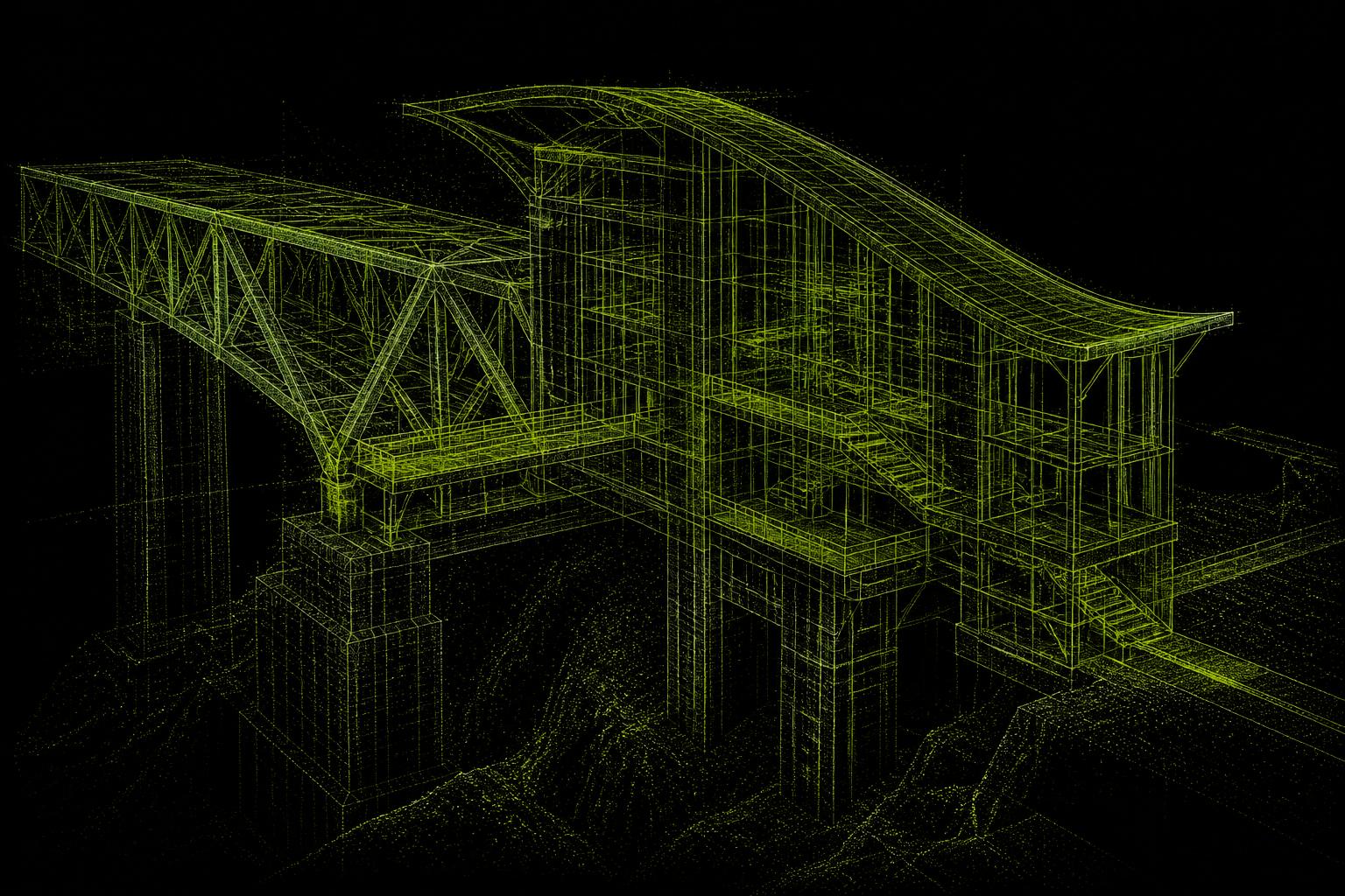 Wireframe scan of an infrastructure structure