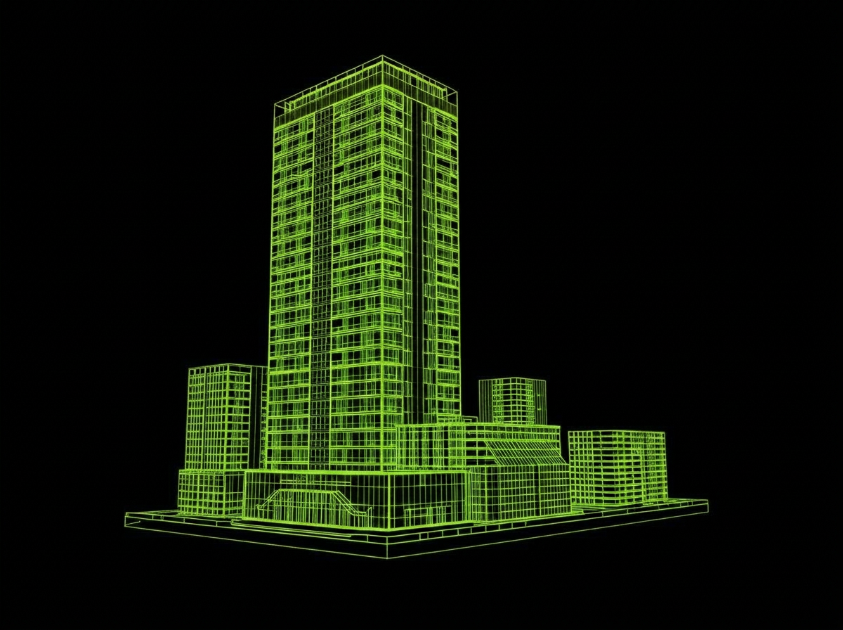 Mixed-Use & Multi-Family wireframe visualization